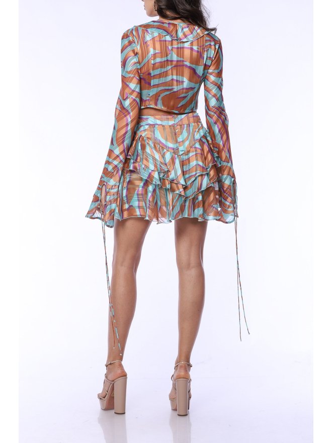 TGH TOP SCURT ANIMAL PRINT CU VOLANE