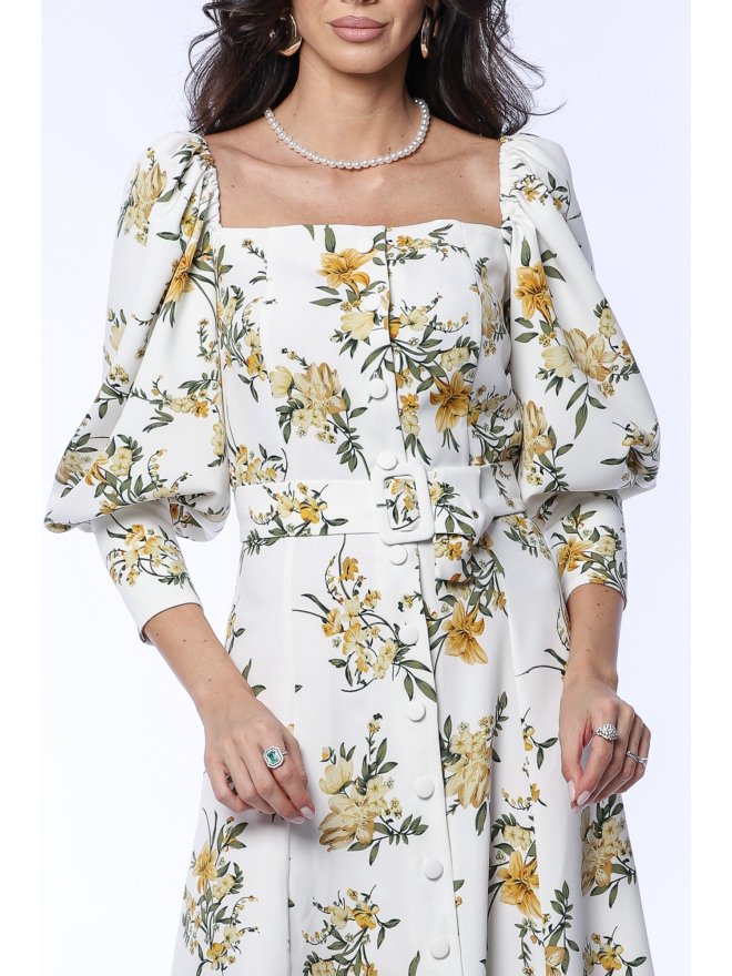 TGH ROCHIE MIDI A-LINE FLORAL SERENADE CU UMERI GOI