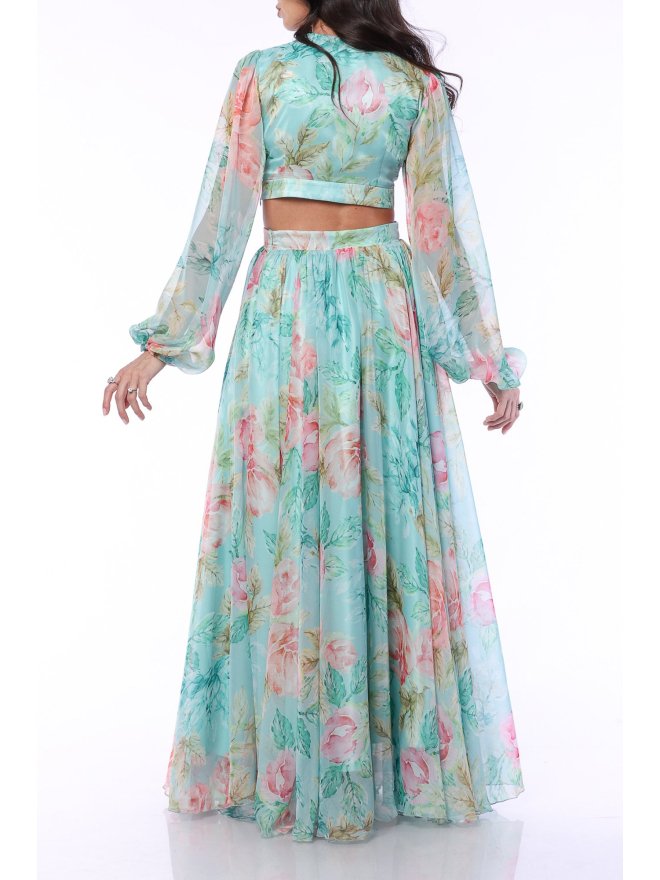 TGH AQUA ROSE CROPPED MAXI DRESS