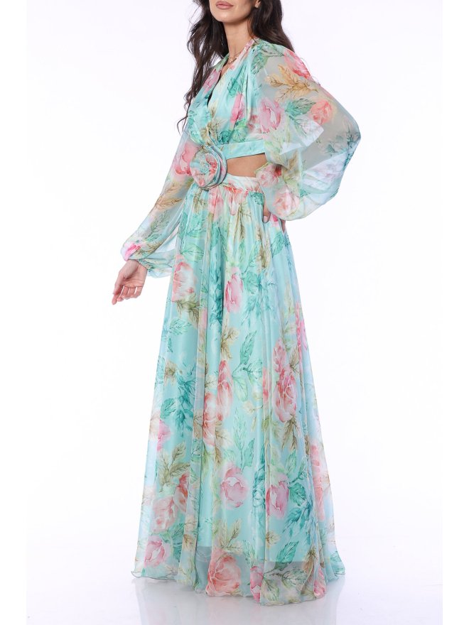 TGH AQUA ROSE CROPPED MAXI DRESS