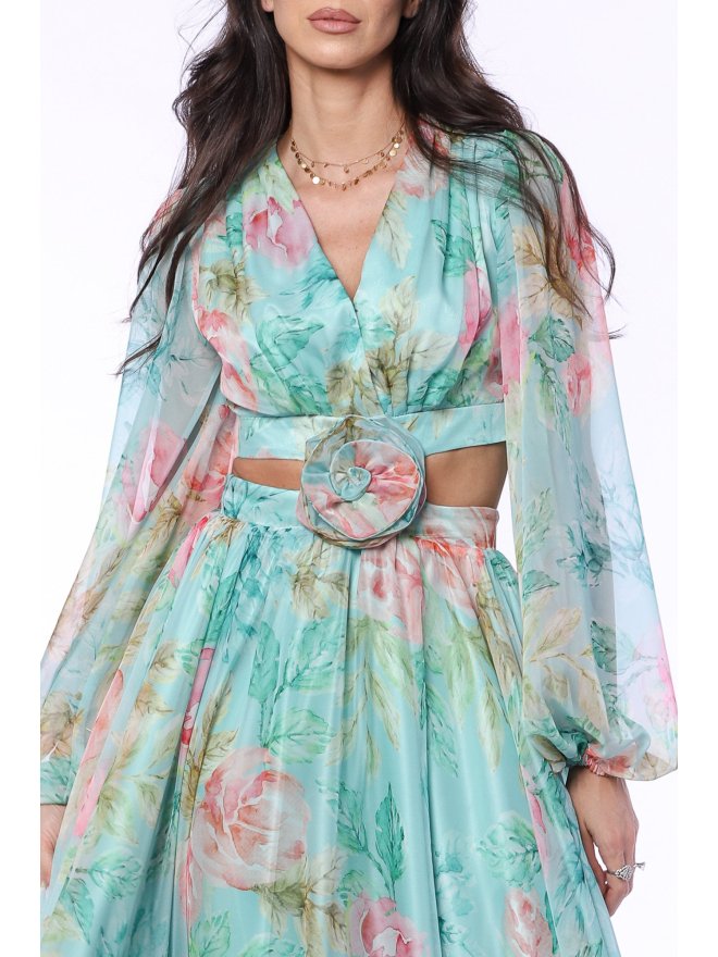 TGH AQUA ROSE CROPPED MAXI DRESS