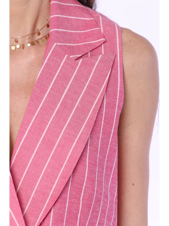TGH LINO POINTED COLLAR STRIPES VEST BERRIES