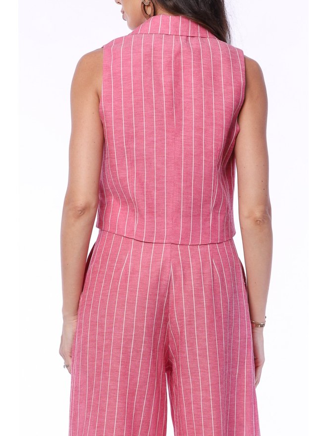 TGH LINO POINTED COLLAR STRIPES VEST BERRIES