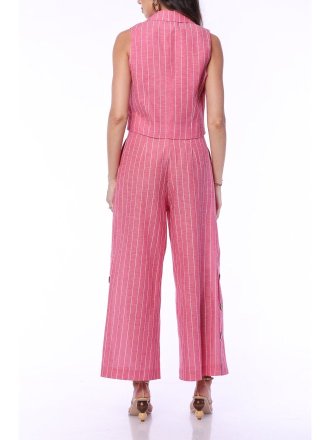 TGH LINO POINTED COLLAR STRIPES VEST BERRIES