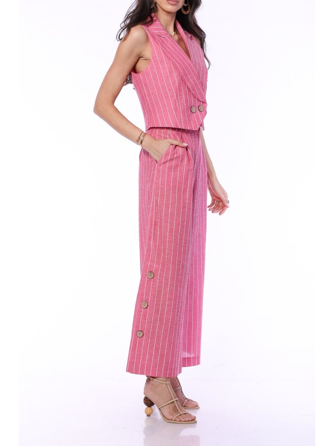 TGH LINO POINTED COLLAR STRIPES VEST BERRIES