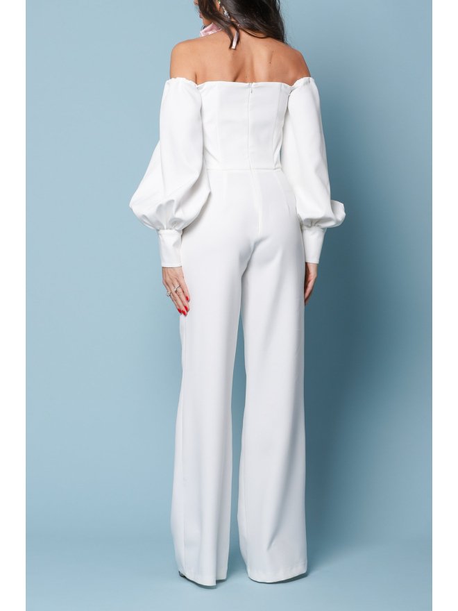 TGH CEREMONY OFF-SHOULDERS FRONT BUTTONS JUMPSUIT