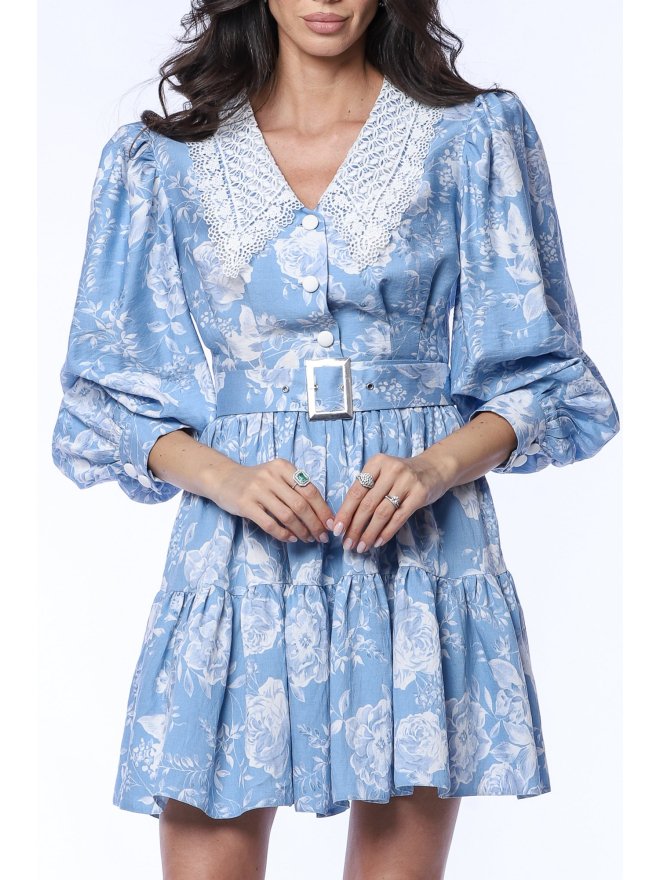 TGH BLOOMING GRACE EMBROIDERED COLLAR MINI DRESS