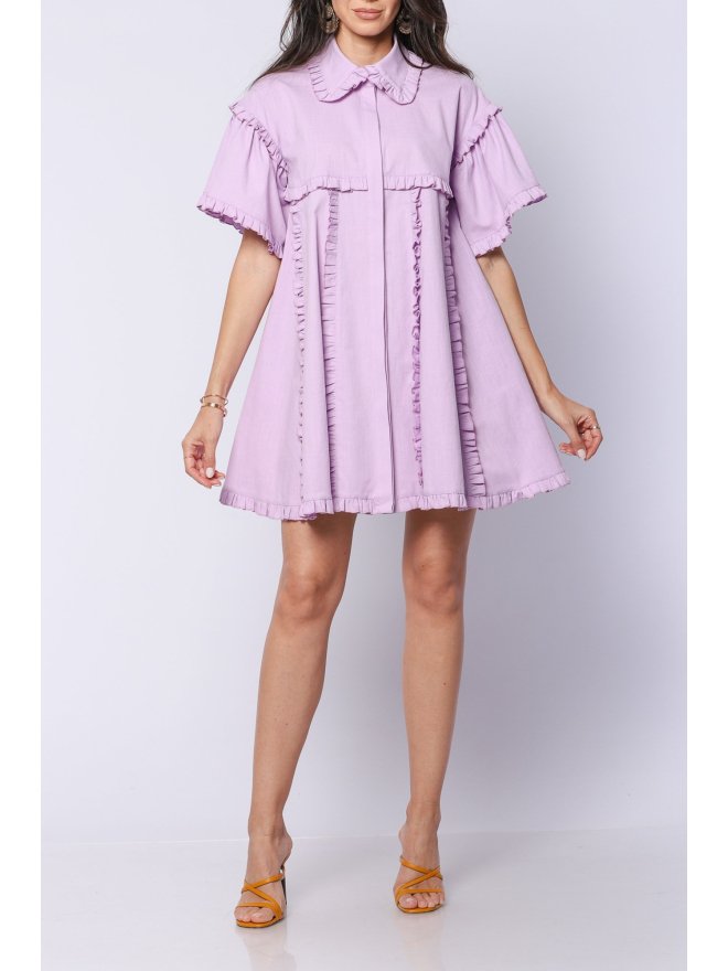 TGH LINO FANCIFUL RUFFLES &COLLAR LOOSE FIT MINI DRESS