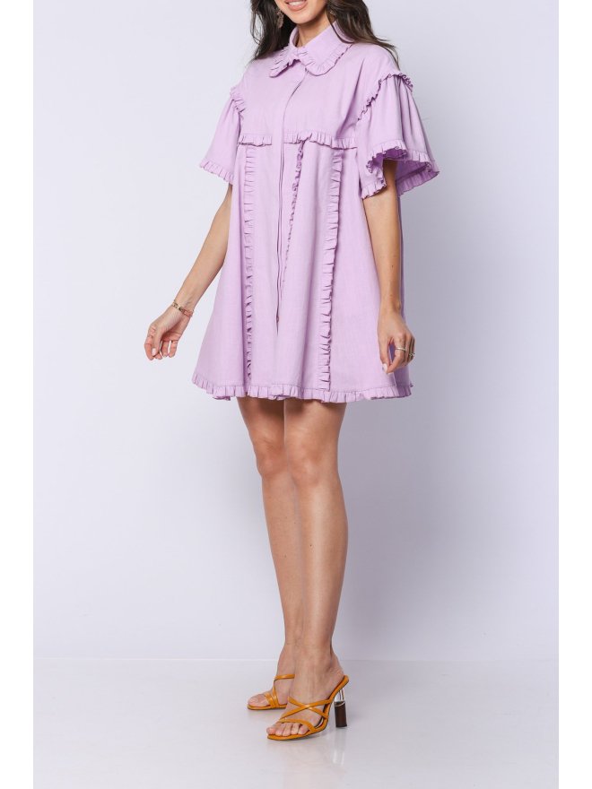 TGH LINO FANCIFUL RUFFLES &COLLAR LOOSE FIT MINI DRESS