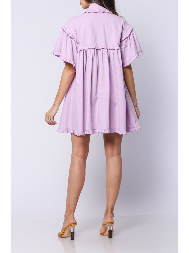 TGH LINO FANCIFUL RUFFLES &COLLAR LOOSE FIT MINI DRESS