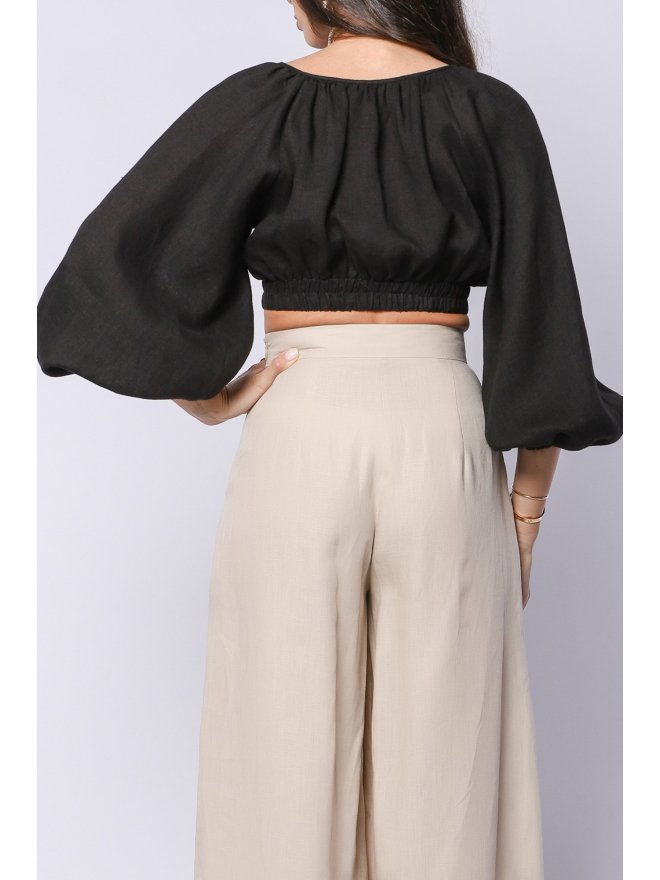 TGH LINO PUFFED SLEEVES CROP TOP