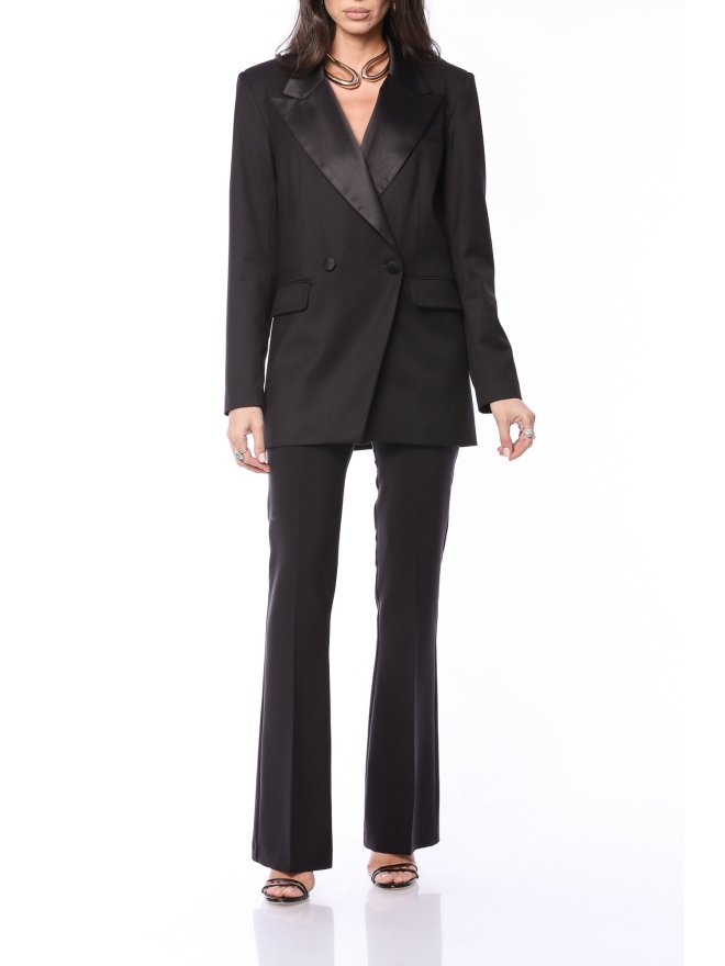 TGH SATIN LAPELS ONE BUTTON BLAZER