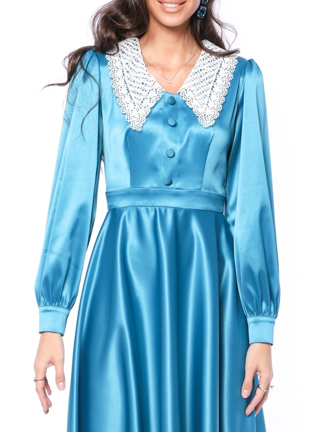 TGH ROCHIE MIDI DIN SATIN SPECTACULAR CU GULER MACRAME