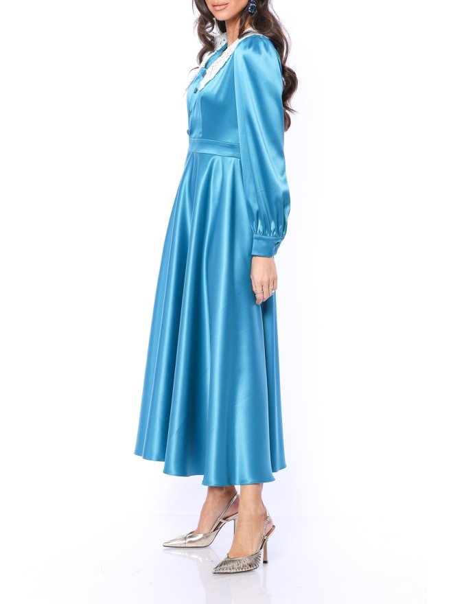 TGH ROCHIE MIDI DIN SATIN SPECTACULAR CU GULER MACRAME