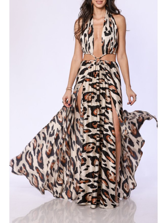 TGH ANIMAL PRINT RING BEACH MAXI DRESS