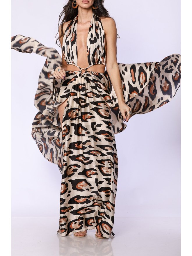 TGH ANIMAL PRINT RING BEACH MAXI DRESS