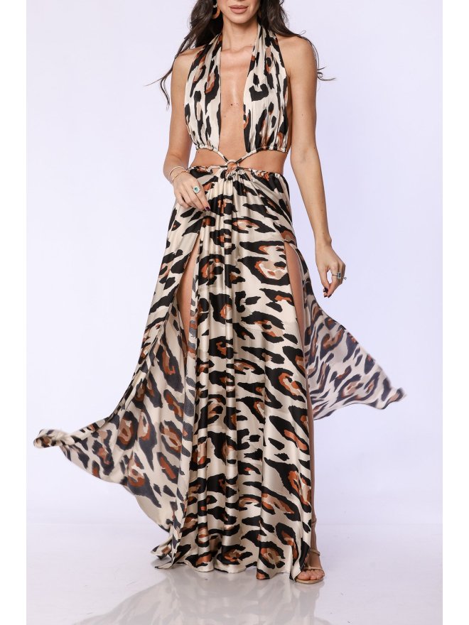 TGH ANIMAL PRINT RING BEACH MAXI DRESS