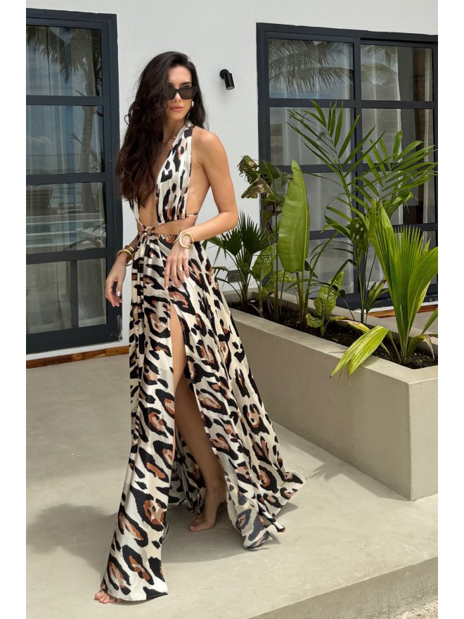 TGH ANIMAL PRINT RING BEACH MAXI DRESS