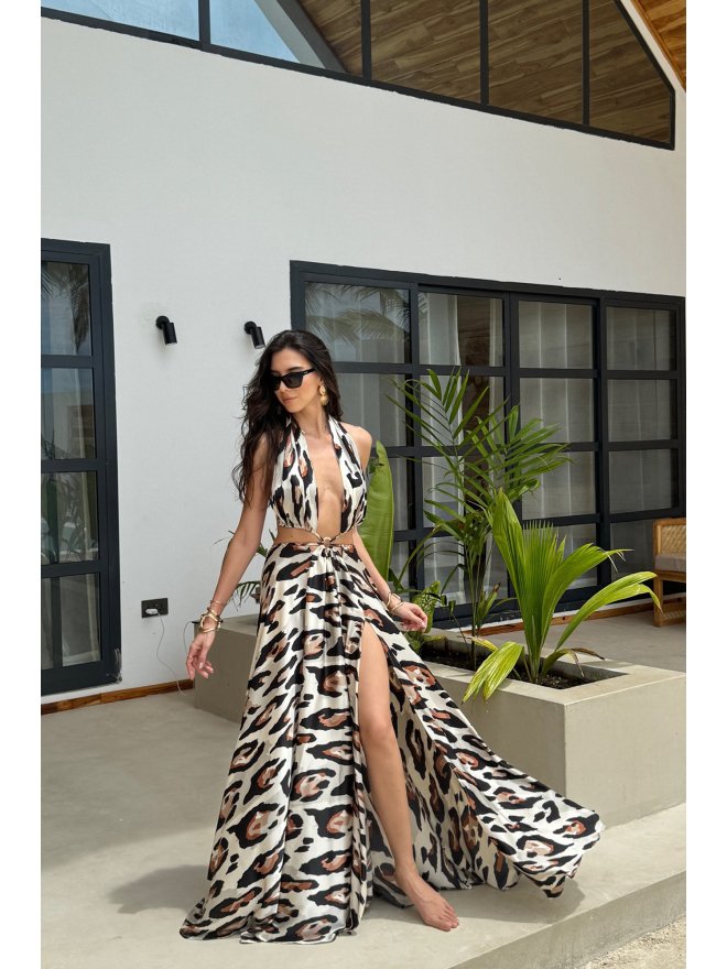 TGH ANIMAL PRINT RING BEACH MAXI DRESS