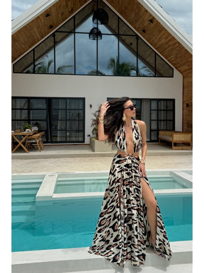 TGH ANIMAL PRINT RING BEACH MAXI DRESS