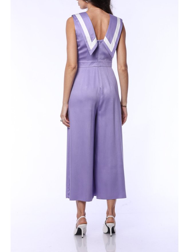 TGH COLOR BLOCK NAVY COLLAR CULOTTES JUMPSUIT