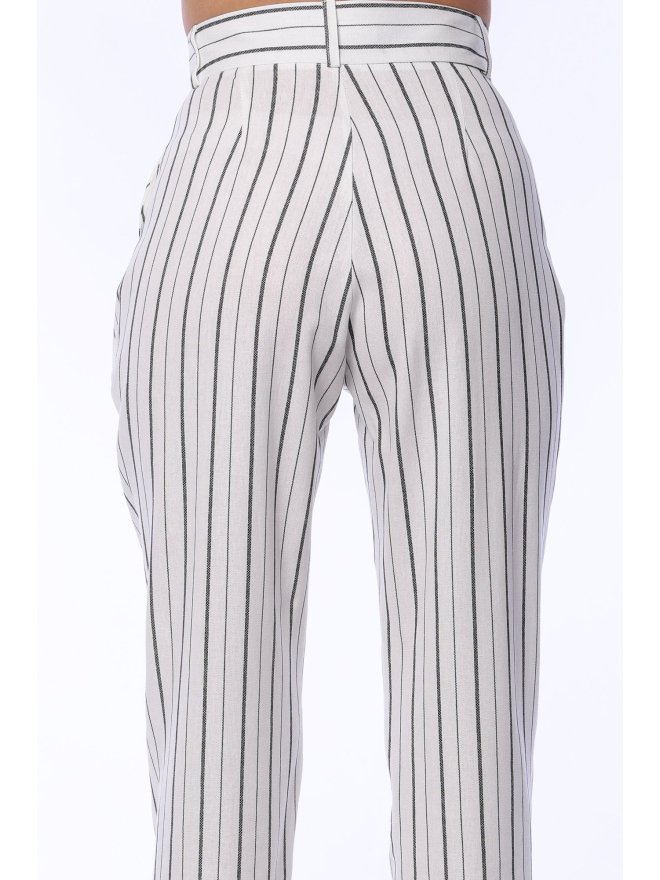 TGH LINO LEISURE HIGH-WAIST STRIPED CIGARETTE PANTS