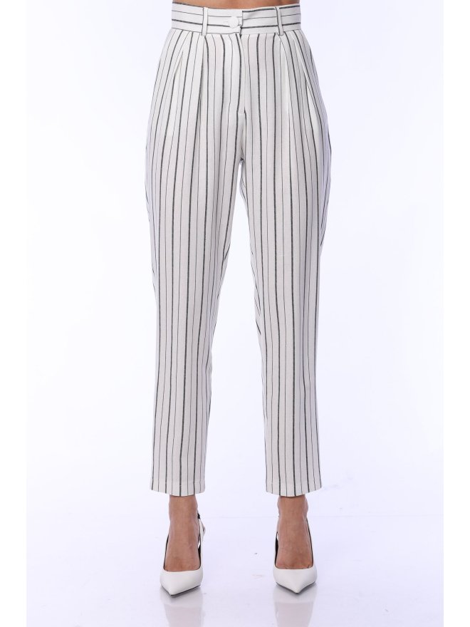 TGH LINO LEISURE HIGH-WAIST STRIPED CIGARETTE PANTS