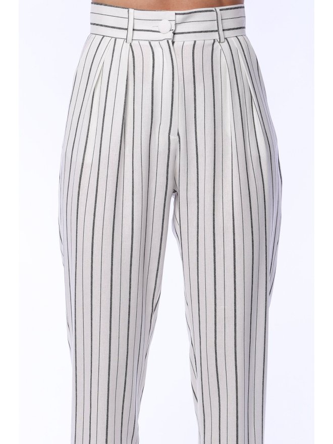 TGH LINO LEISURE HIGH-WAIST STRIPED CIGARETTE PANTS