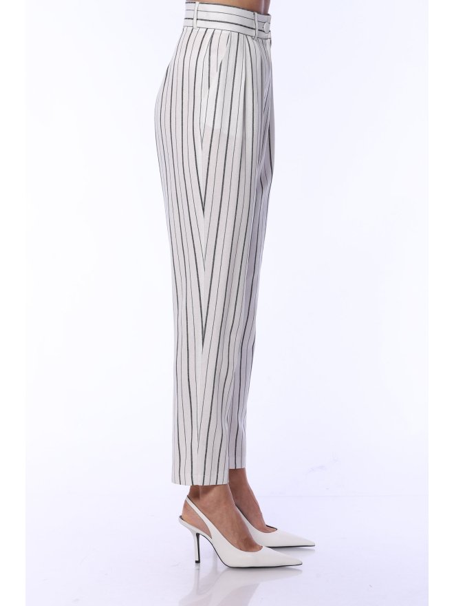 TGH LINO LEISURE HIGH-WAIST STRIPED CIGARETTE PANTS