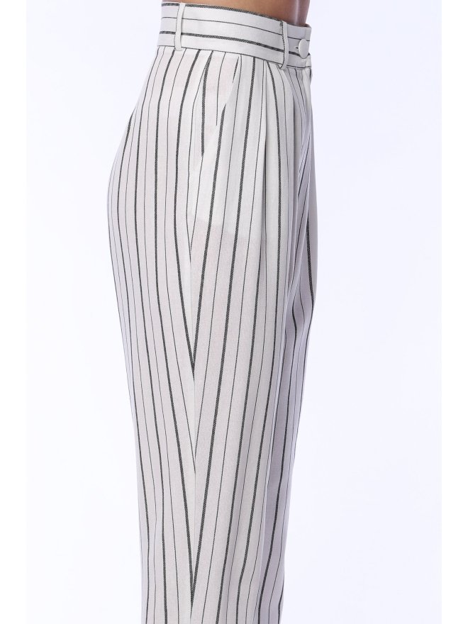 TGH LINO LEISURE HIGH-WAIST STRIPED CIGARETTE PANTS