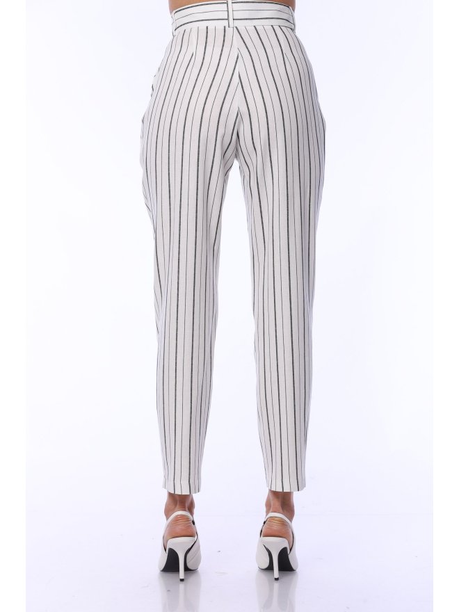 TGH LINO LEISURE HIGH-WAIST STRIPED CIGARETTE PANTS