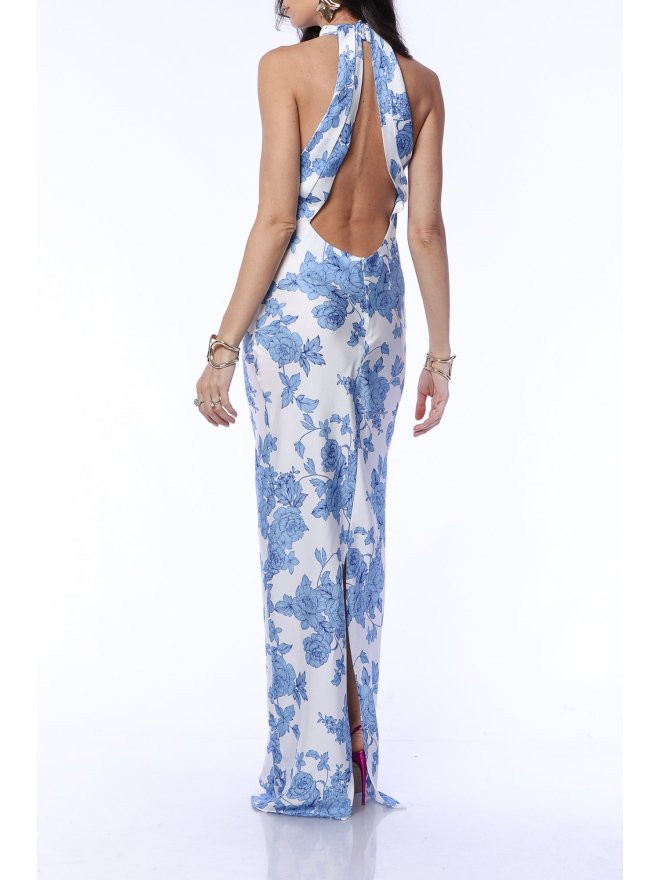 TGH MIDNIGHT ELEGANCE FLORAL PRINT SATIN MAXI DRESS