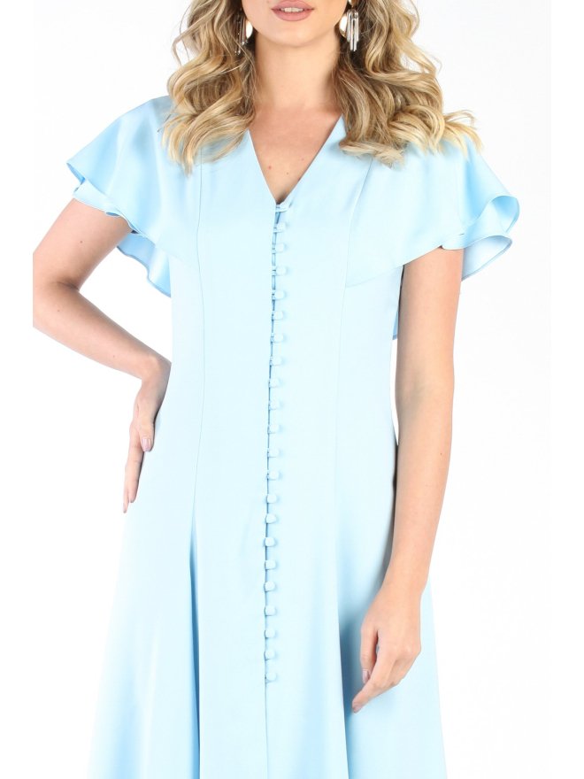 CARLA PLEATED BUTTON-UP MIDI DRESS