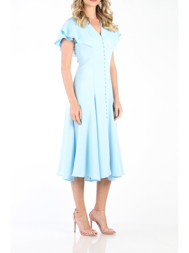 CARLA PLEATED BUTTON-UP MIDI DRESS