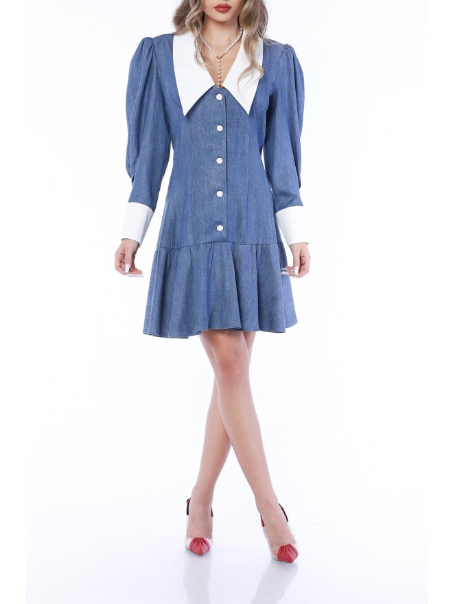 TGH MINI DRESS ECLIPSE DENIM WITH POINTED COLLAR