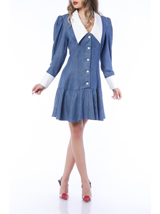 TGH MINI DRESS ECLIPSE DENIM WITH POINTED COLLAR