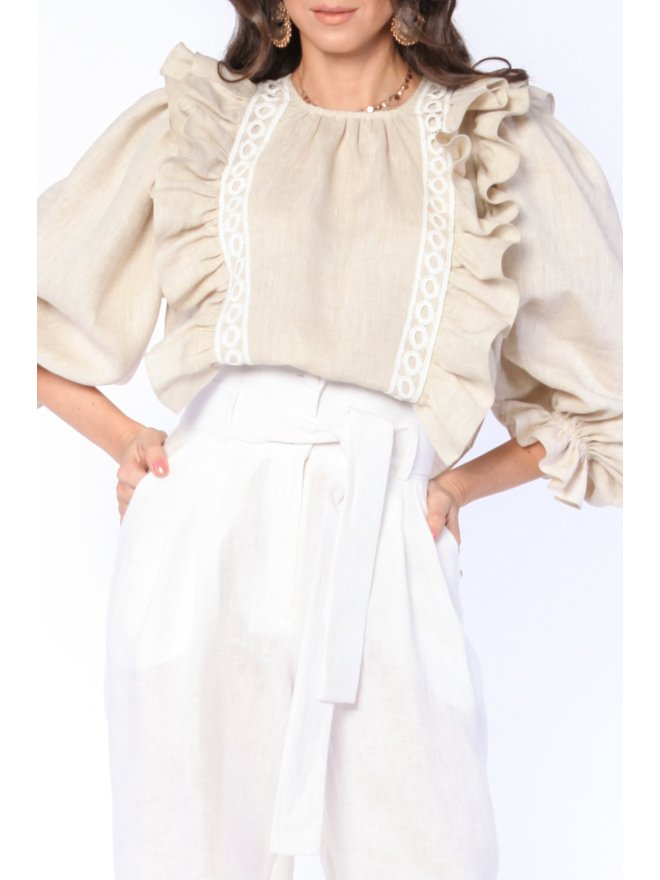 CARLA PURO LINO VICTORIAN RUFFLED BLOUSE