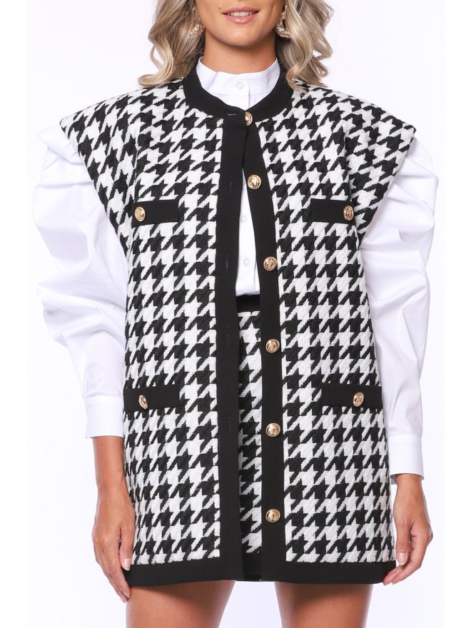 MARMURI CHECKERED PRINT OVERSIZED VEST