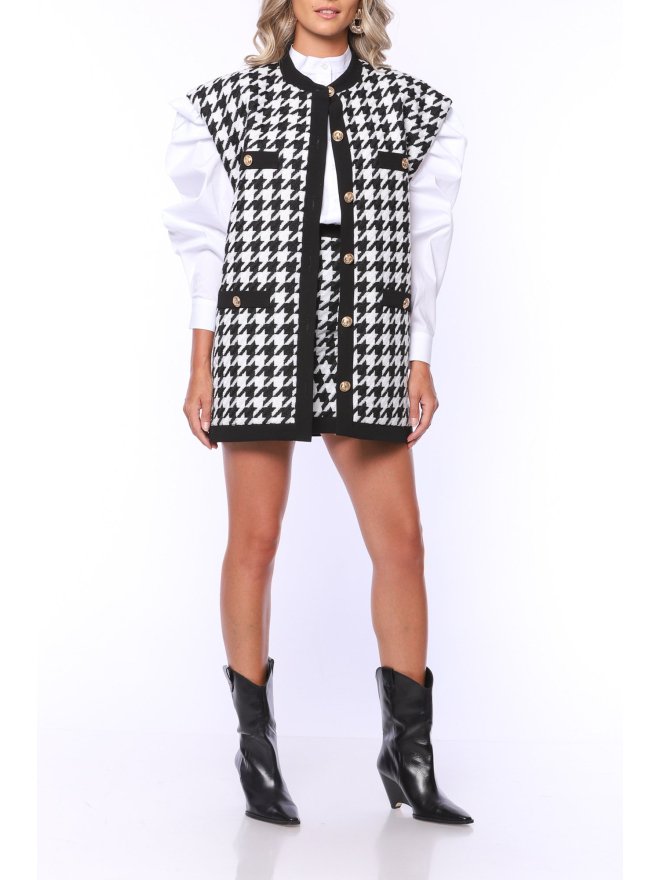 MARMURI CHECKERED PRINT OVERSIZED VEST