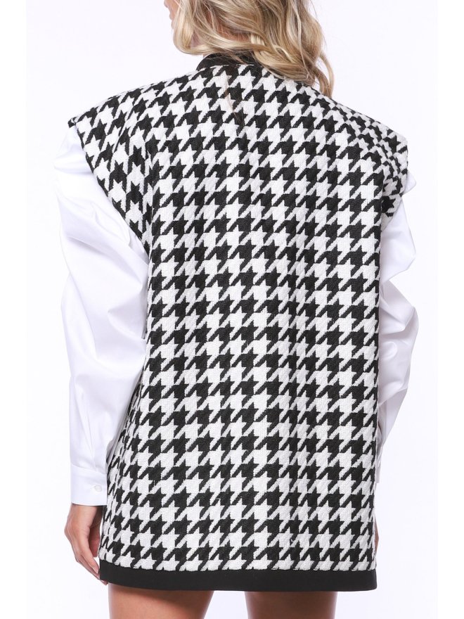 MARMURI CHECKERED PRINT OVERSIZED VEST