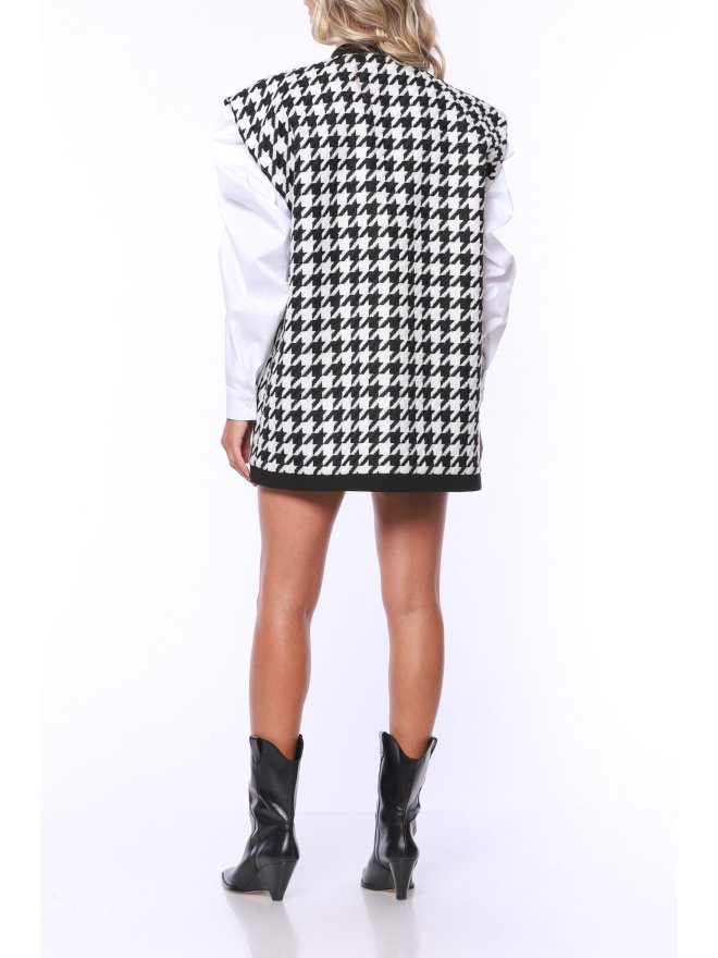 MARMURI CHECKERED PRINT OVERSIZED VEST