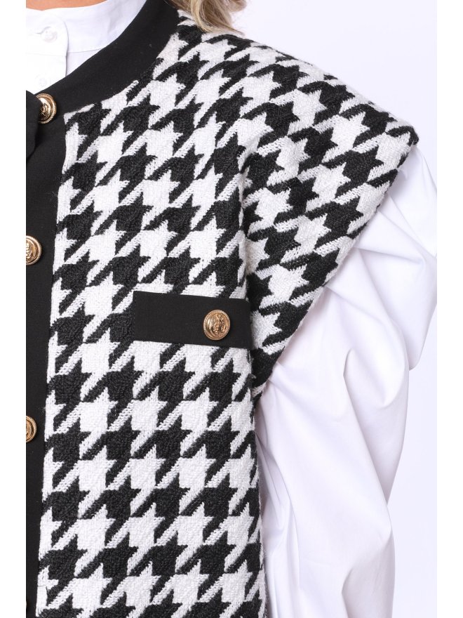 MARMURI CHECKERED PRINT OVERSIZED VEST