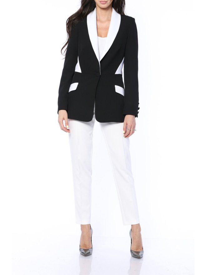 TGH COLOR BLOCK SHAWL LAPELS SLIM-FIT BLAZER