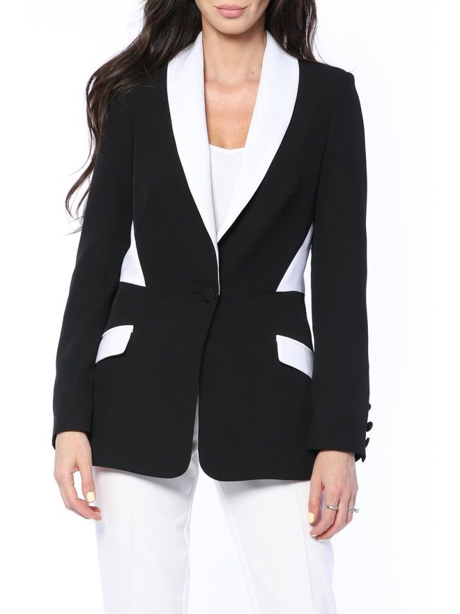 TGH COLOR BLOCK SHAWL LAPELS SLIM-FIT BLAZER