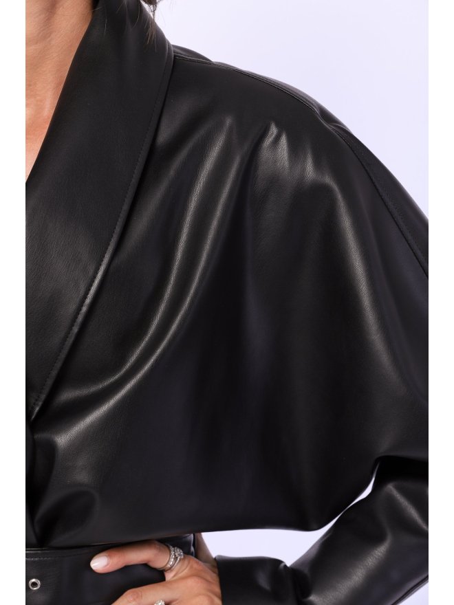 TGH BUCKLE LEATHERETTE OVERSIZED JACKET