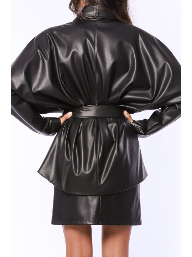 TGH BUCKLE LEATHERETTE OVERSIZED JACKET