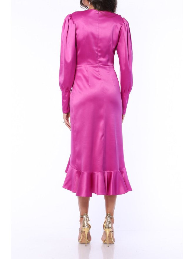 TGH GRACE&STYLE RUFFLED SATIN MIDI DRESS