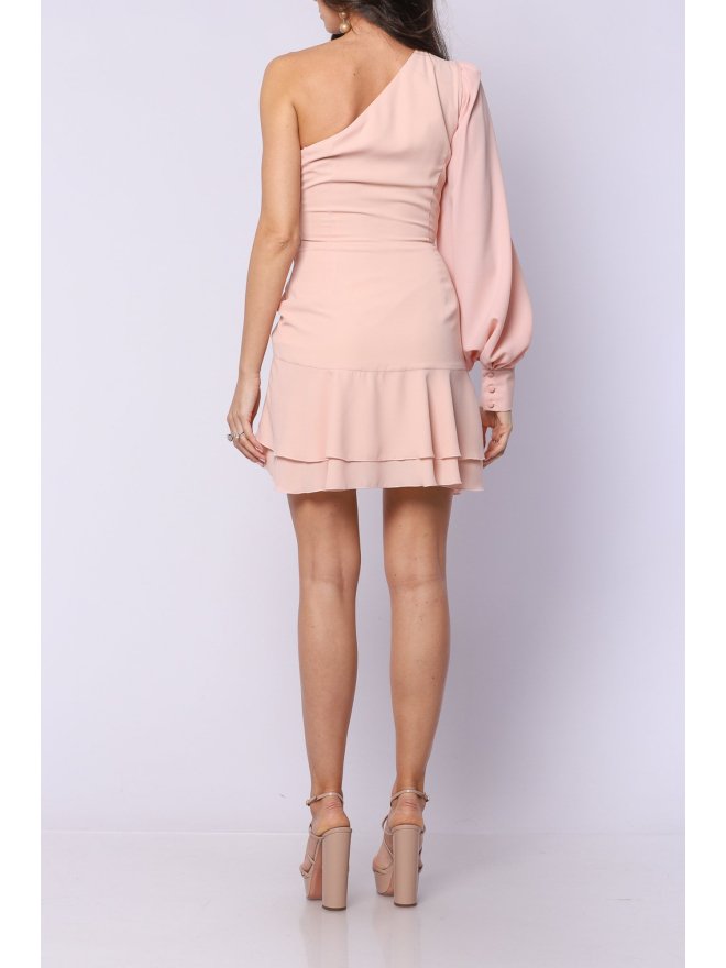 TGH ONE-SLEEVE CUT-OUT RUFFLED MINI DRESS