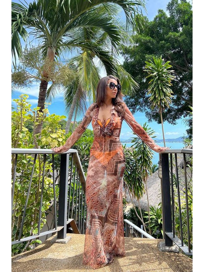 TGH BOHO PRINT BEACH VACAY MAXI DRESS