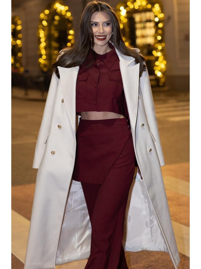 TGH PALTON MIDI POLISHED CU NASTURI AURII